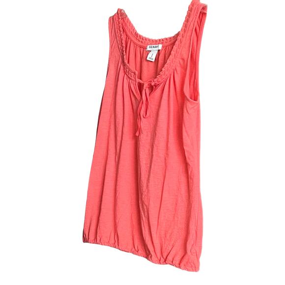 OLD NAVY V-NECK TANK TOP, SP, PEACH, FRONT TIE, NECK RUFFLES, ELASTIC WAIST - Picture 3 of 9